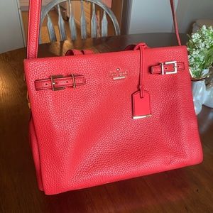 Kate Spade coral satchel with crossbody strap